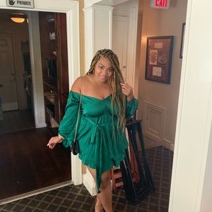 Green Off the shoulder Dress